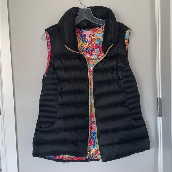 Lilly Pulitzer Syd Quilted Vest Black XL - Picture 1 of 5
